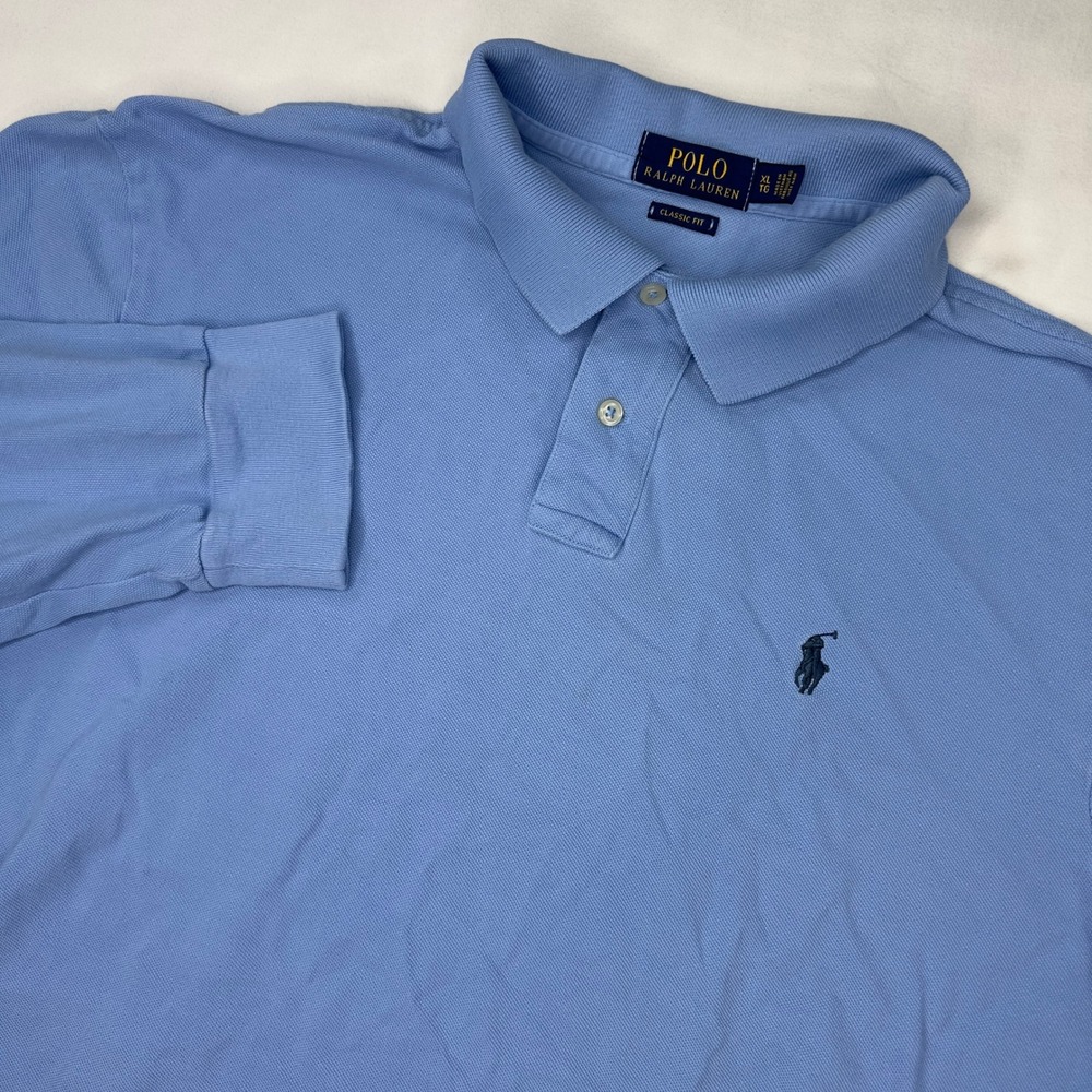 Polo Ralph Lauren Shirt Men's XL Blue Long Sleeve Classic‎ Fit Navy Pony